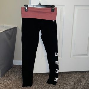 Pink Victoria’s Secret yoga leggings, size small.